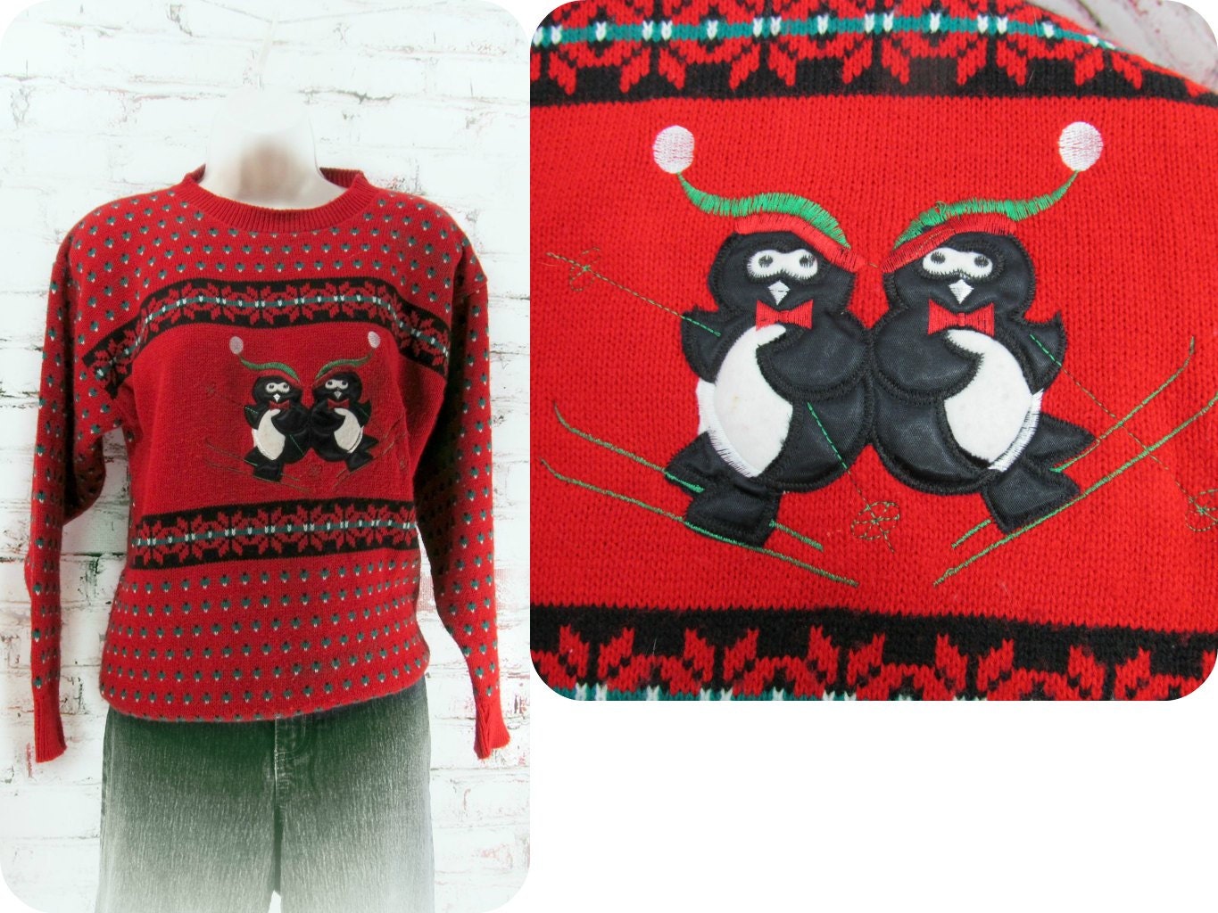 Pinguin-Frauenkleidung - Ugly Christmas-Pullover, Weihnachtsparty-Pullover, Pinguin-Pullover, Feiertags-Pullover, # 6 von JeanniesArtToWear