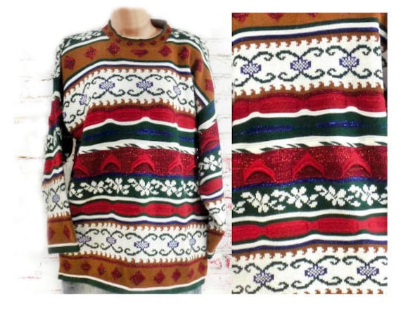 Vintage Winter Pullover Damen -Vintage Langarm -Tunika Ski - Party Urlaub Größe L #34 von JeanniesArtToWear