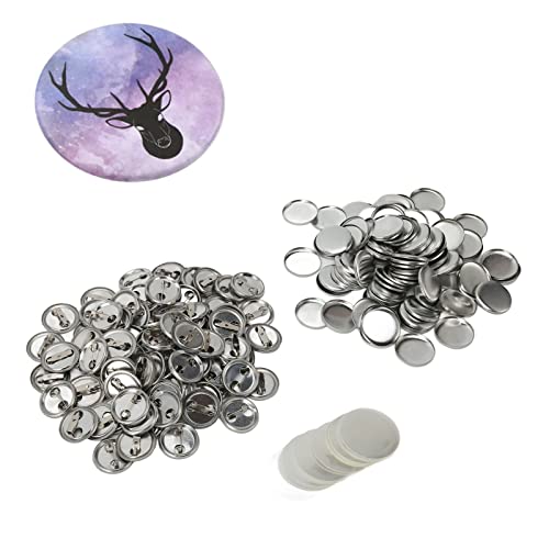 Jeanoko 100 Sets Runde Form-Button-Abzeichenteile, Einfach zu Druckendes Button-Pin-Abzeichen-Kit für Schulaktivitäten, Souvenirs, Leerer Pin-Back-Button für B von Jeanoko