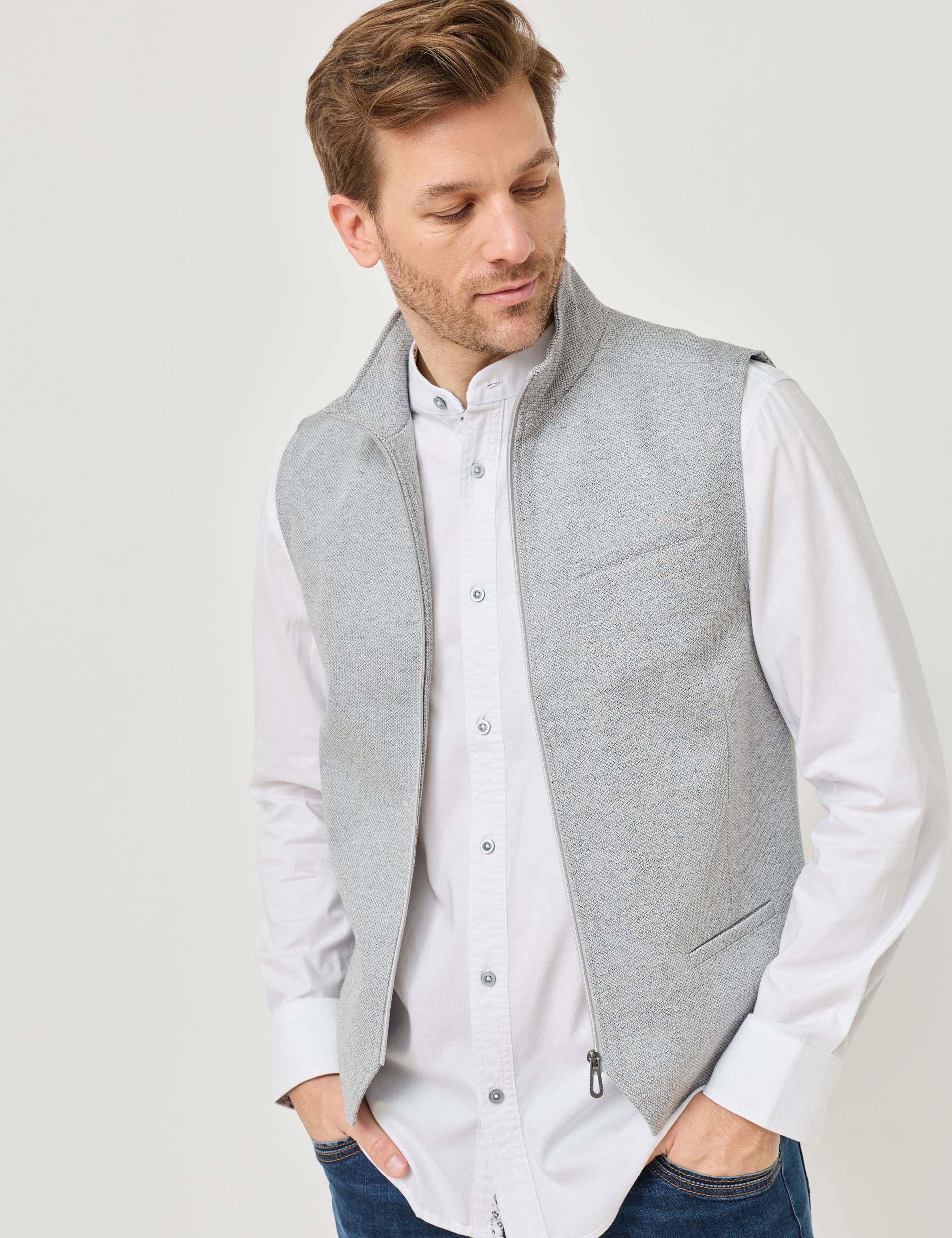 Jersey-Weste mit Zipper von Jeans Fritz