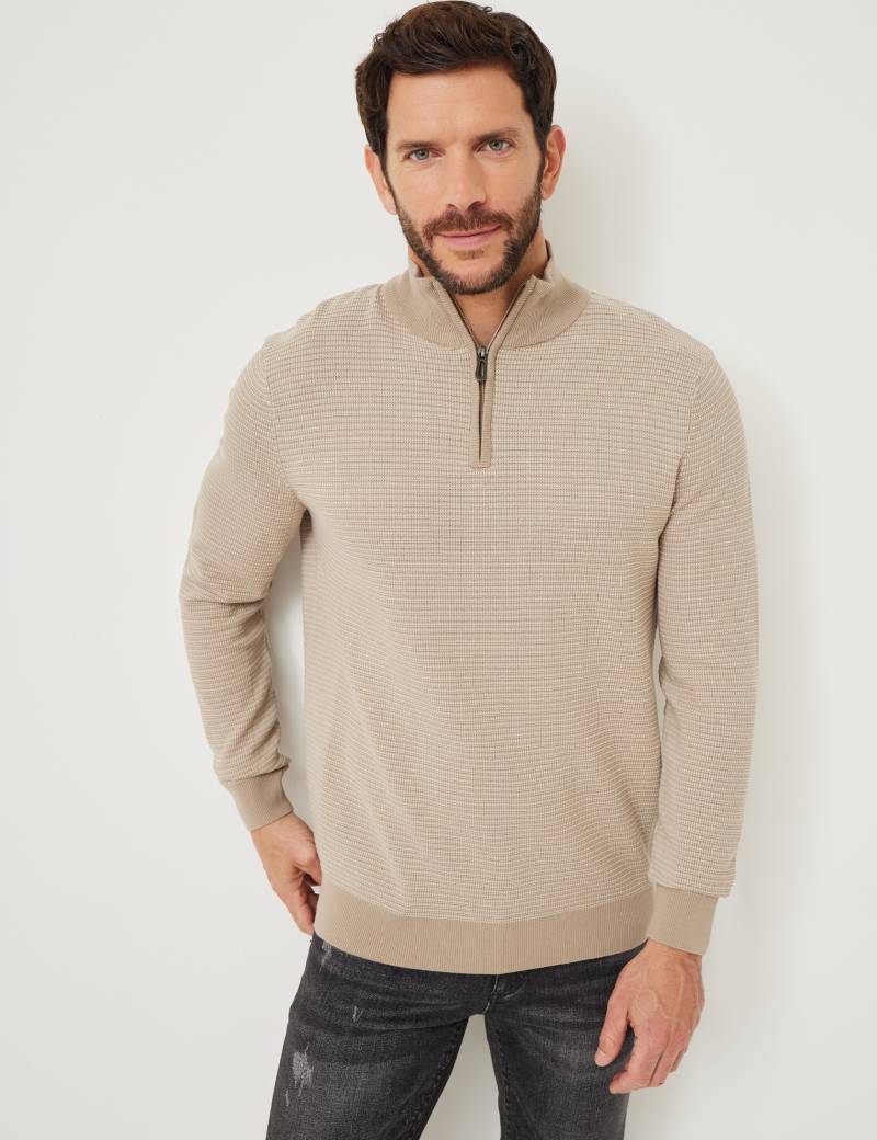 Baumwoll-Pullover mit Troyer-Kragen von Jeans Fritz