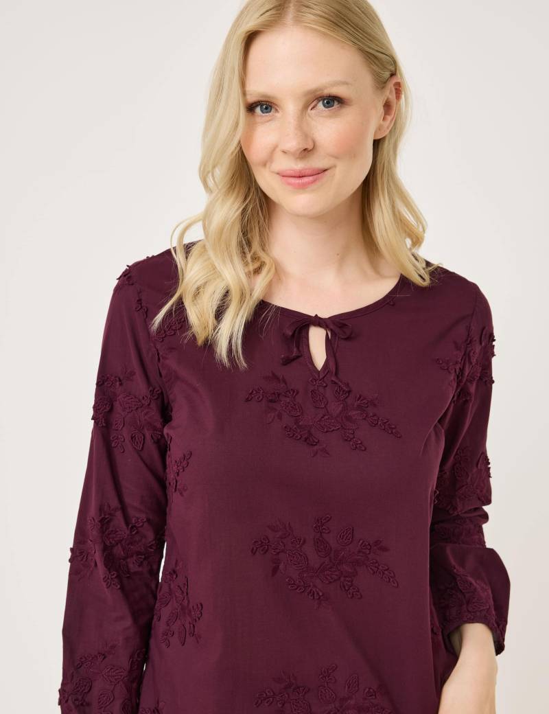 Unifarbige Bluse, Allover-Stickerei von Jeans Fritz