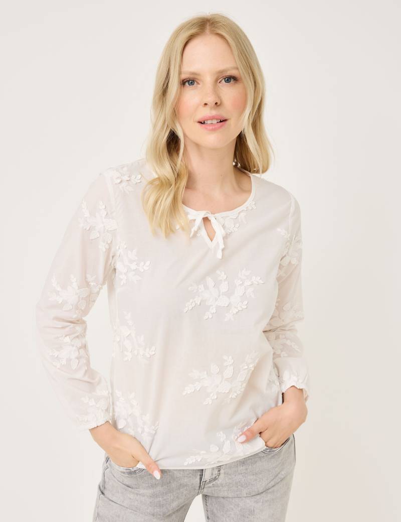 Unifarbige Bluse, Allover-Stickerei Unifarbige Bluse, Allover-Stickerei von Jeans Fritz