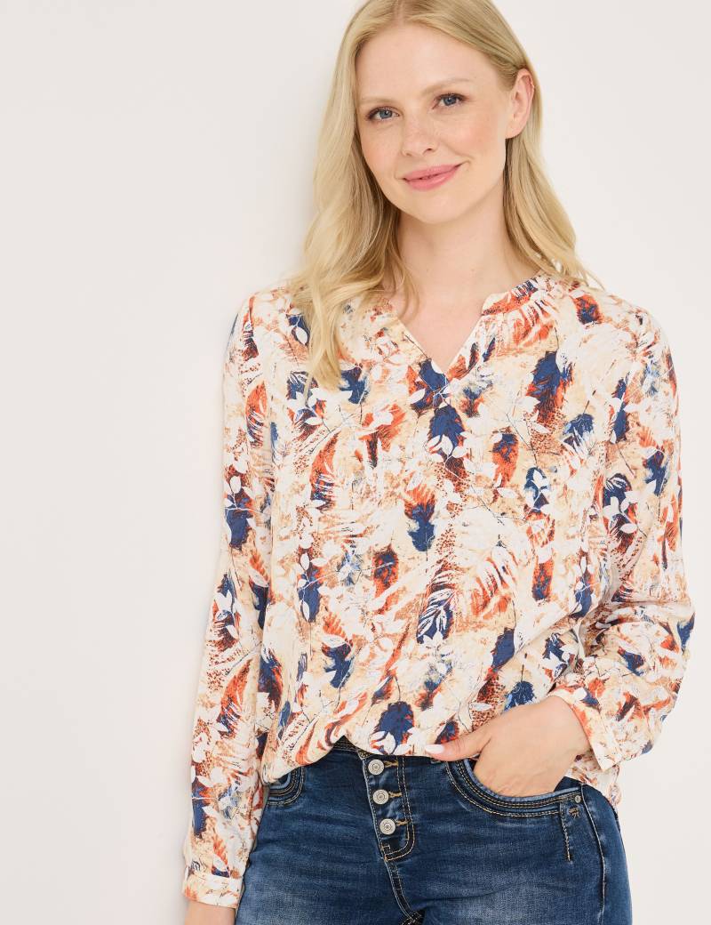 Bluse mit Henleykragen und Print von Jeans Fritz