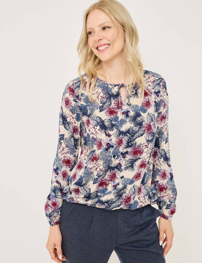 Gemusterte Bluse m. Elastiksaum von Jeans Fritz