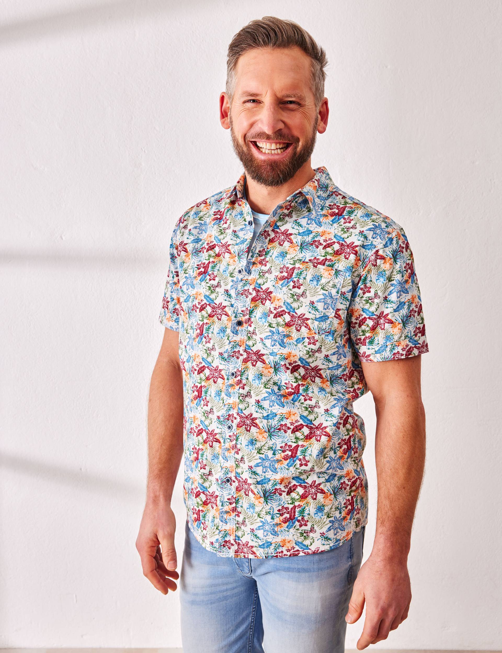 Regular Fit Hemd, Blumen-Print von Jeans Fritz