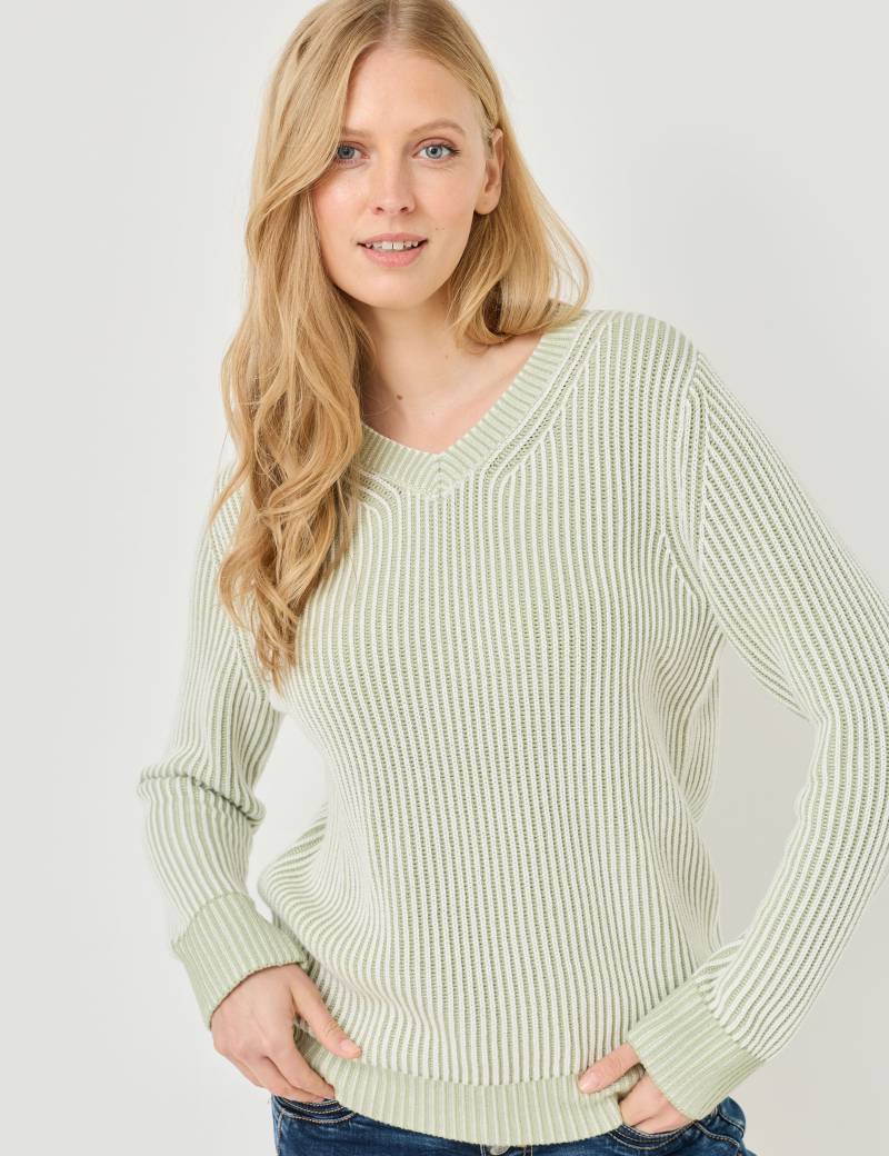 Gerippter Pullover mit V-Ausschnitt von Jeans Fritz