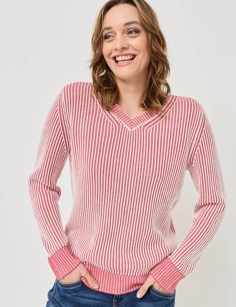 Gerippter Pullover mit V-Ausschnitt von Jeans Fritz