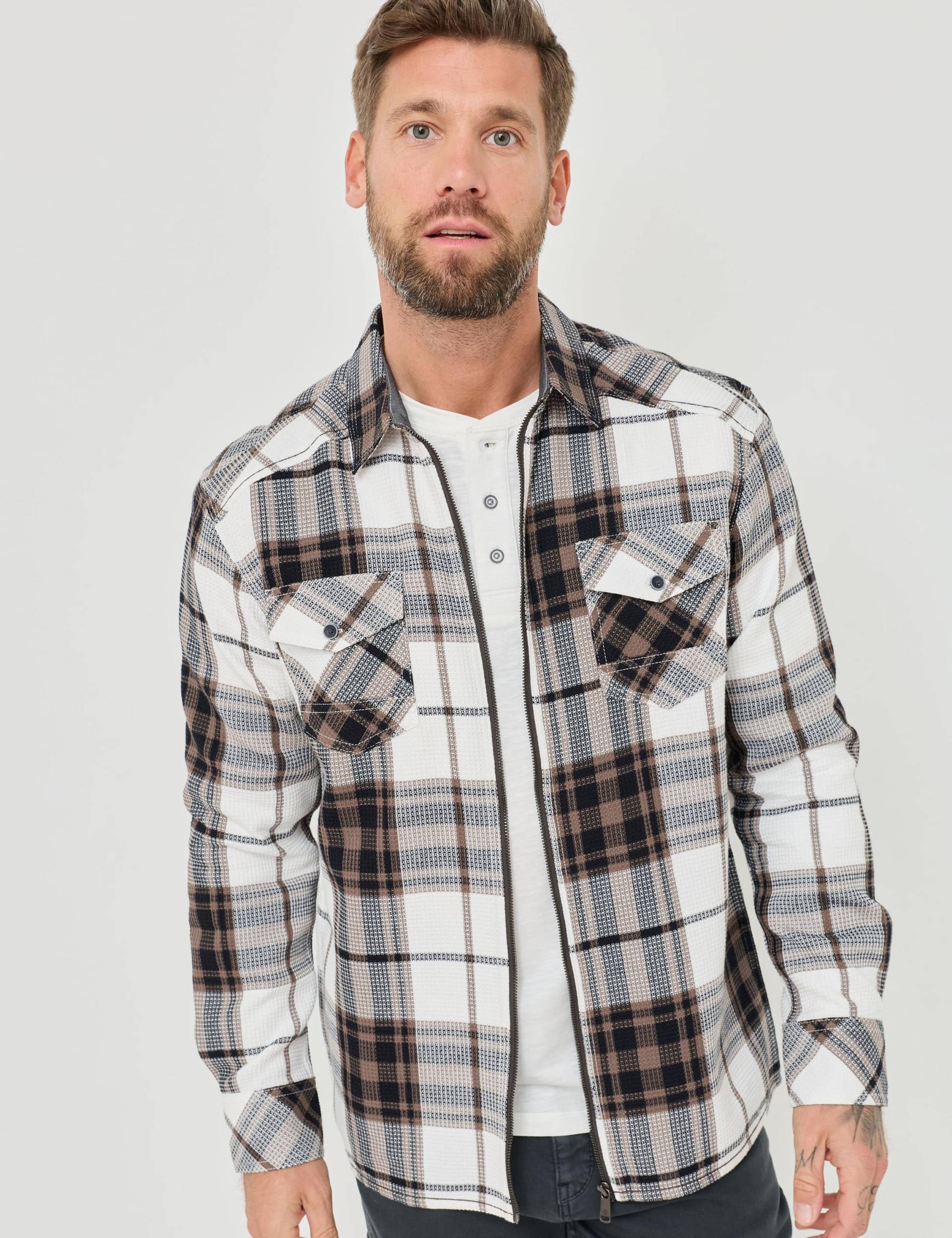 Karo-Hemd mit Zip, Overshirt-Style von Jeans Fritz