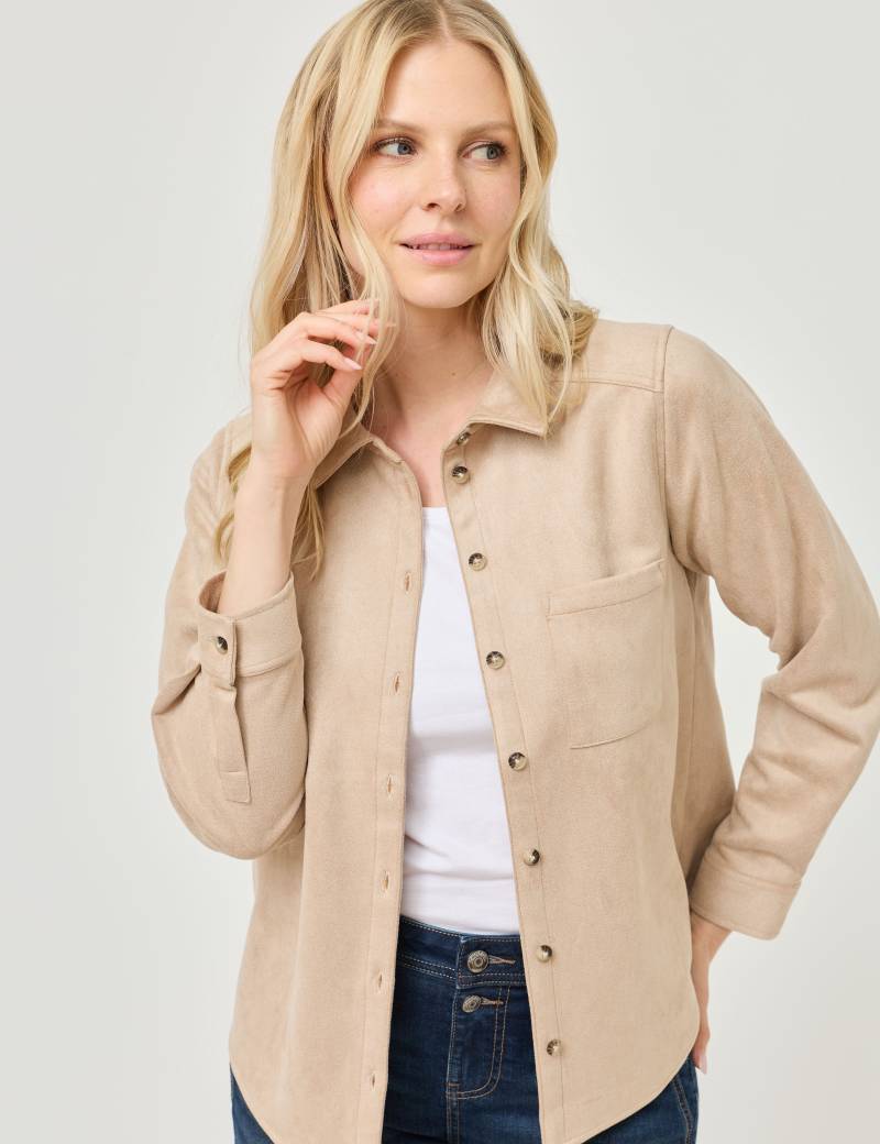 Hemdbluse im Veloursleder-Look von Jeans Fritz