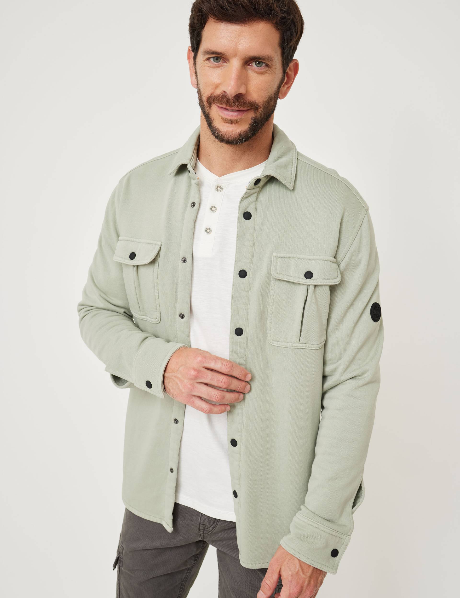 Jersey-Overshirt im washed Look von Jeans Fritz
