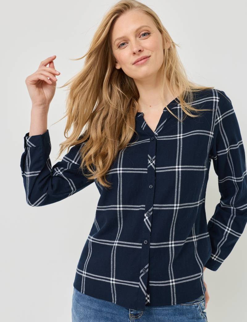 Karierte Bluse m. Henley-Ausschnitt von Jeans Fritz