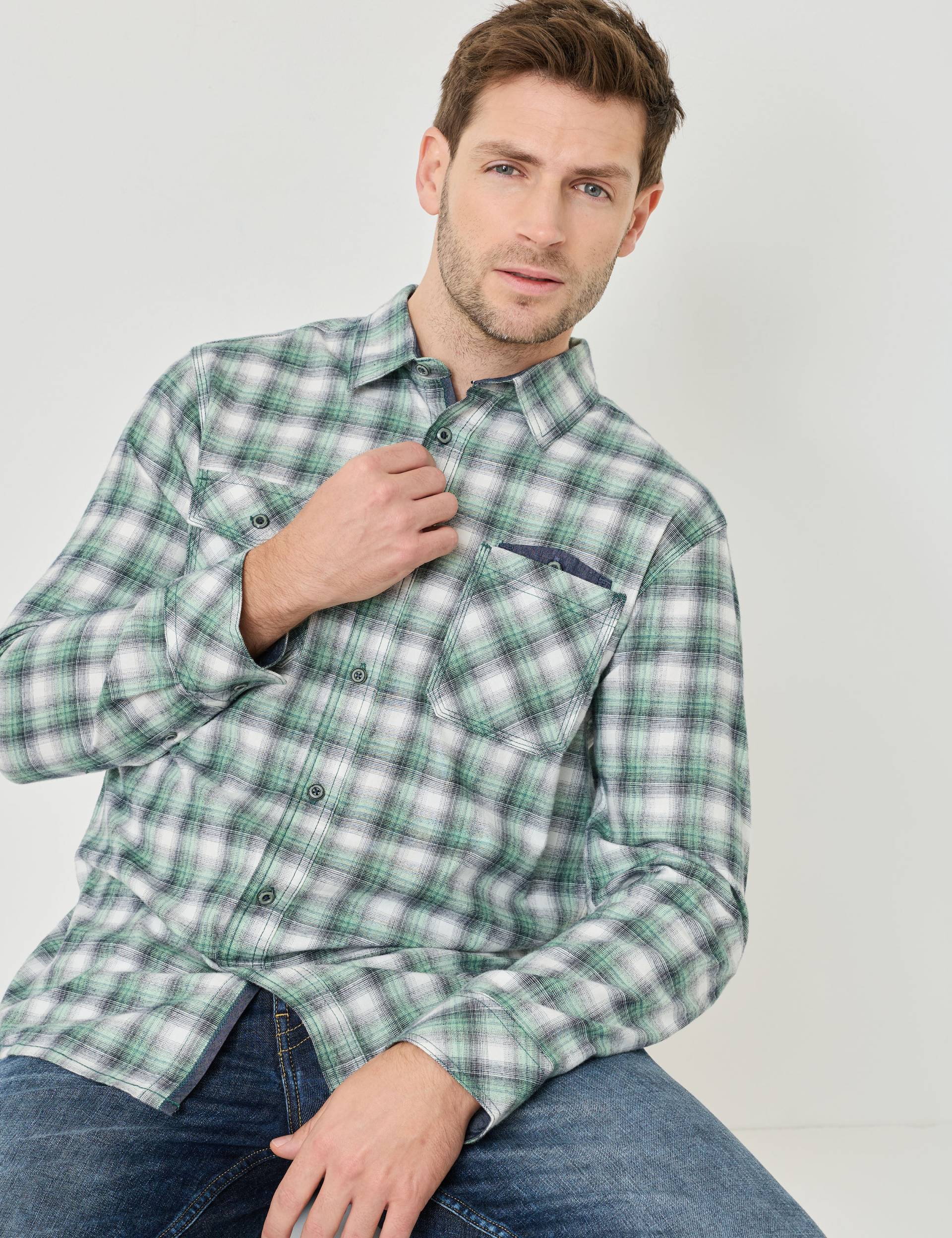 Legeres Flanellhemd mit Webkaro von Jeans Fritz