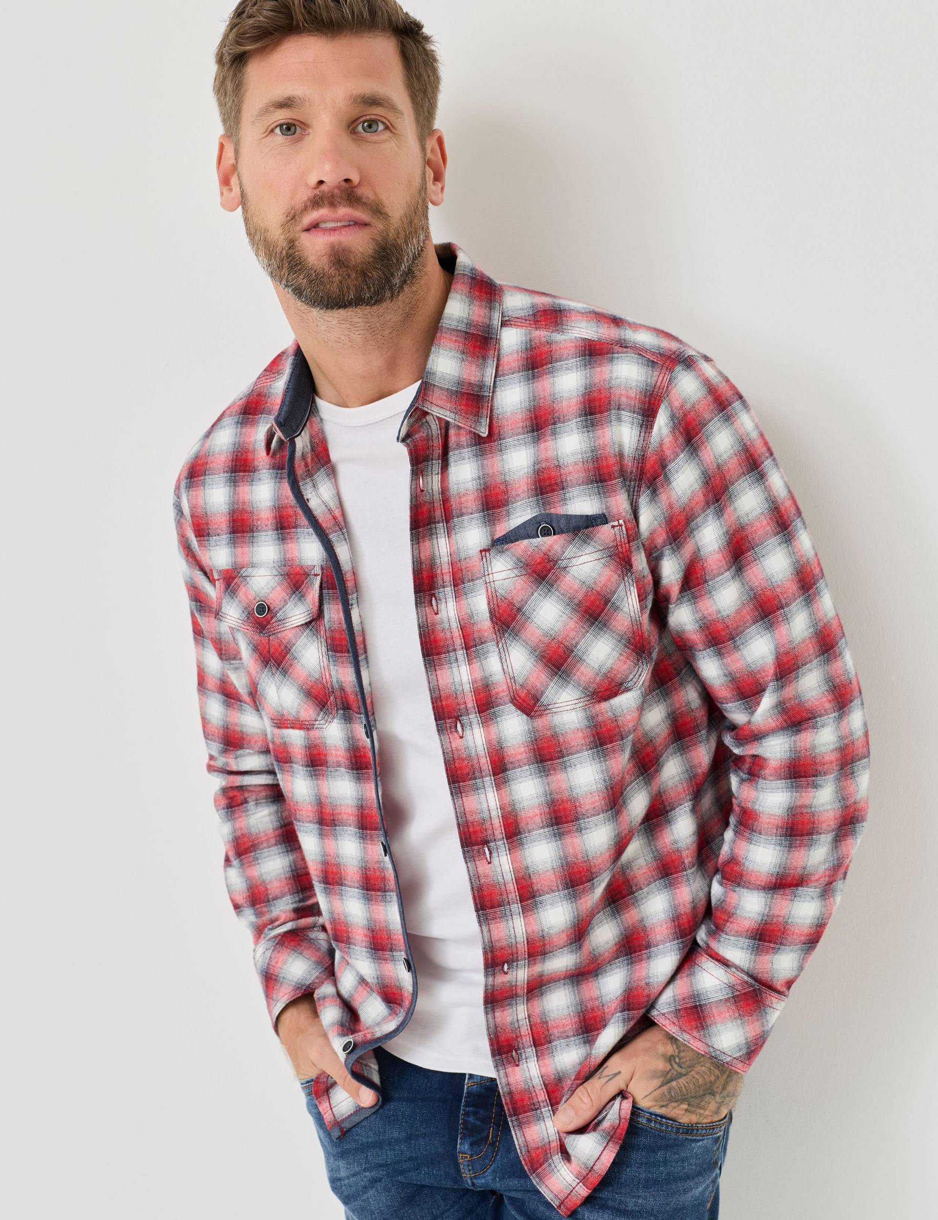 Legeres Flanellhemd mit Webkaro von Jeans Fritz