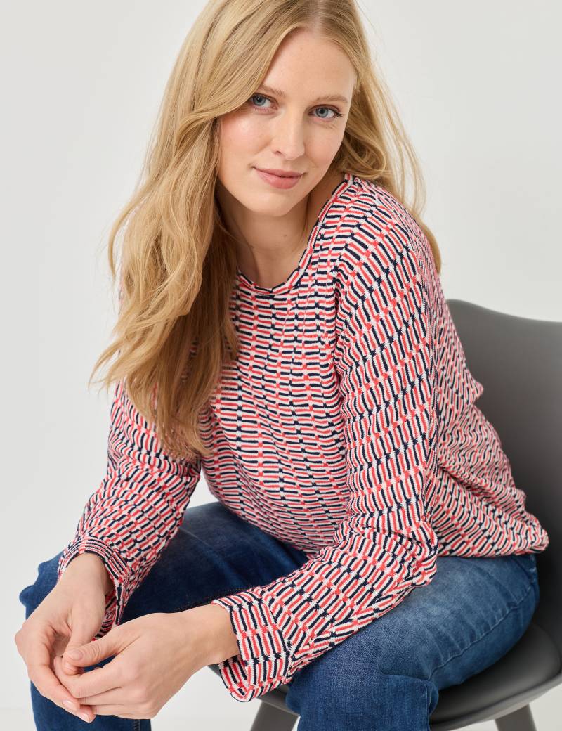 Langarmshirt mit Jacquard-Streifen von Jeans Fritz