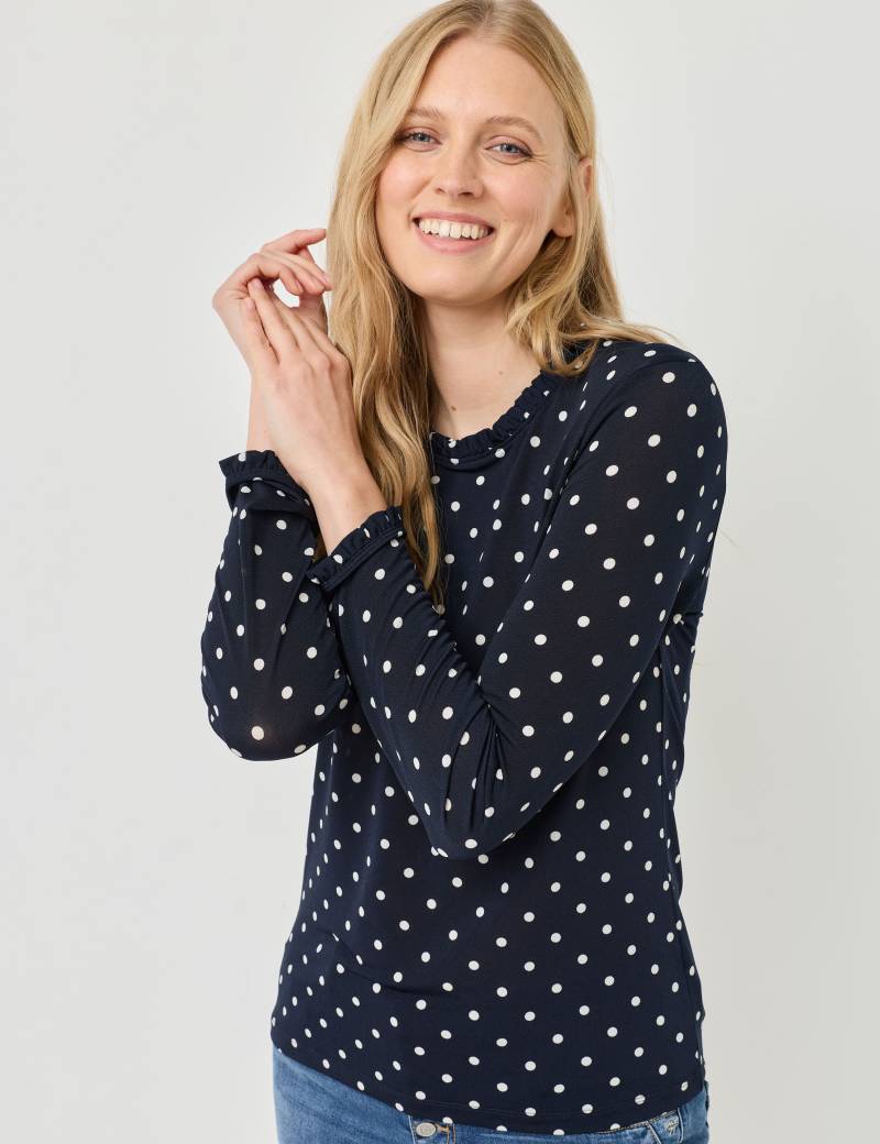 Shirt mit Rüschen u. Punkteprint von Jeans Fritz
