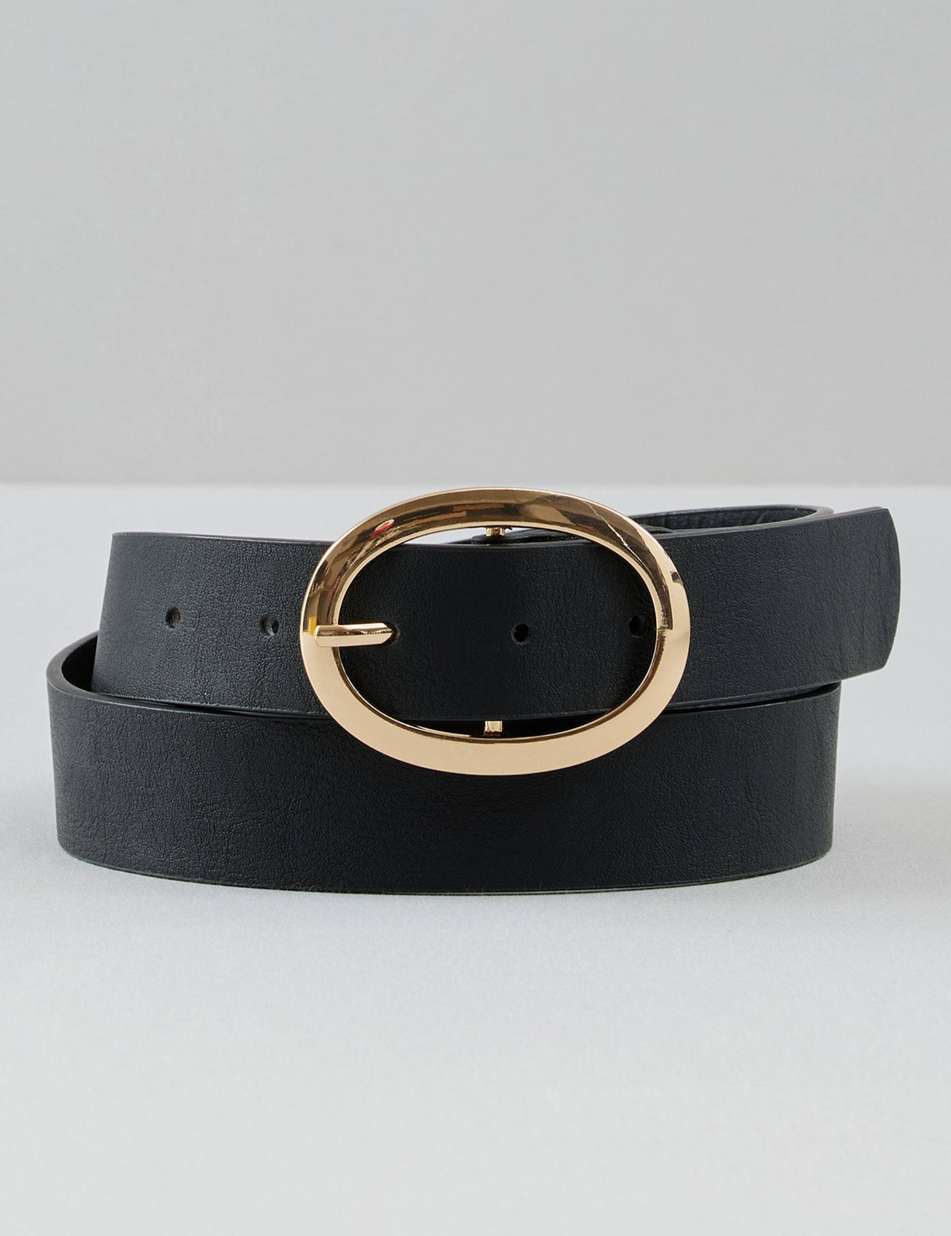 Lederoptik-Gürtel, goldene Schließe von Jeans Fritz