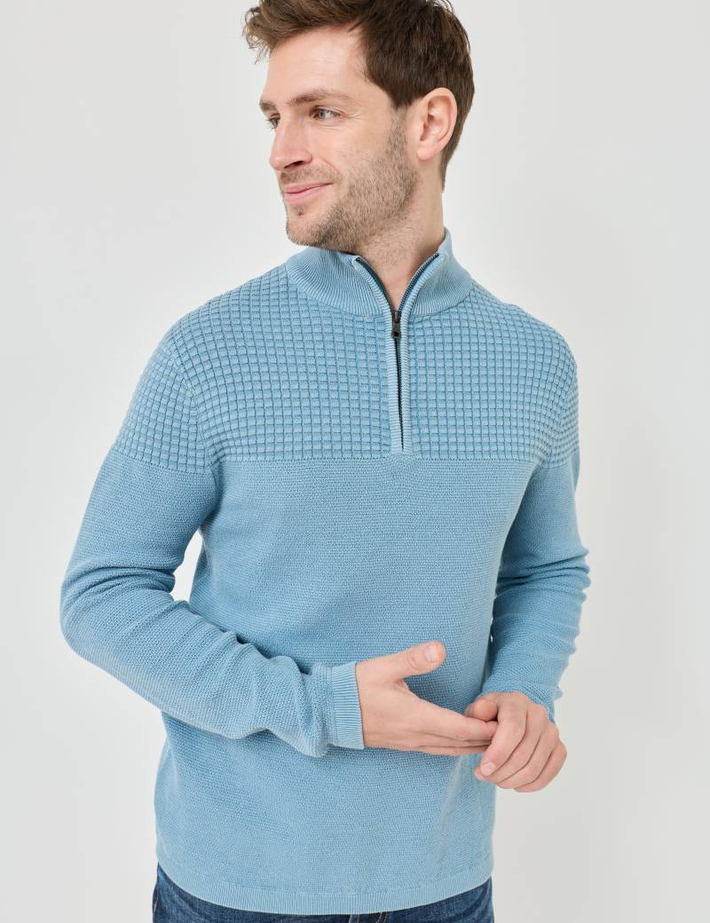 Strick-Pullover, Zip-Troyer-Kragen von Jeans Fritz