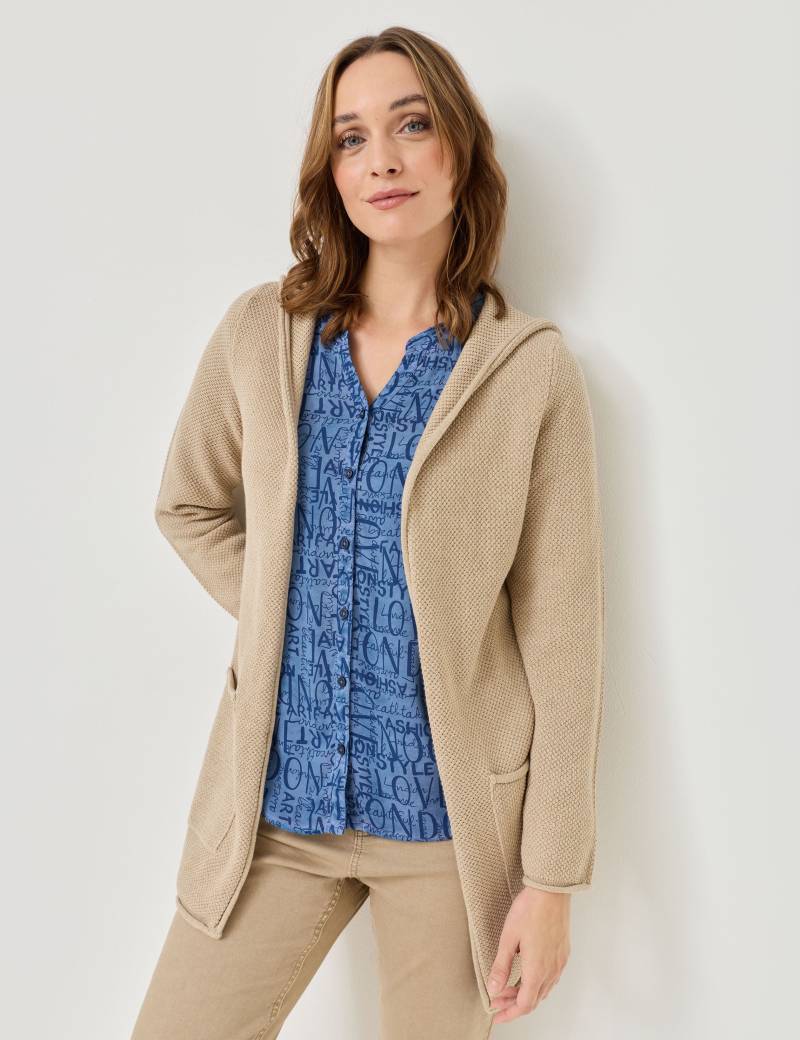 Offene Long-Strickjacke mit Kapuze von Jeans Fritz