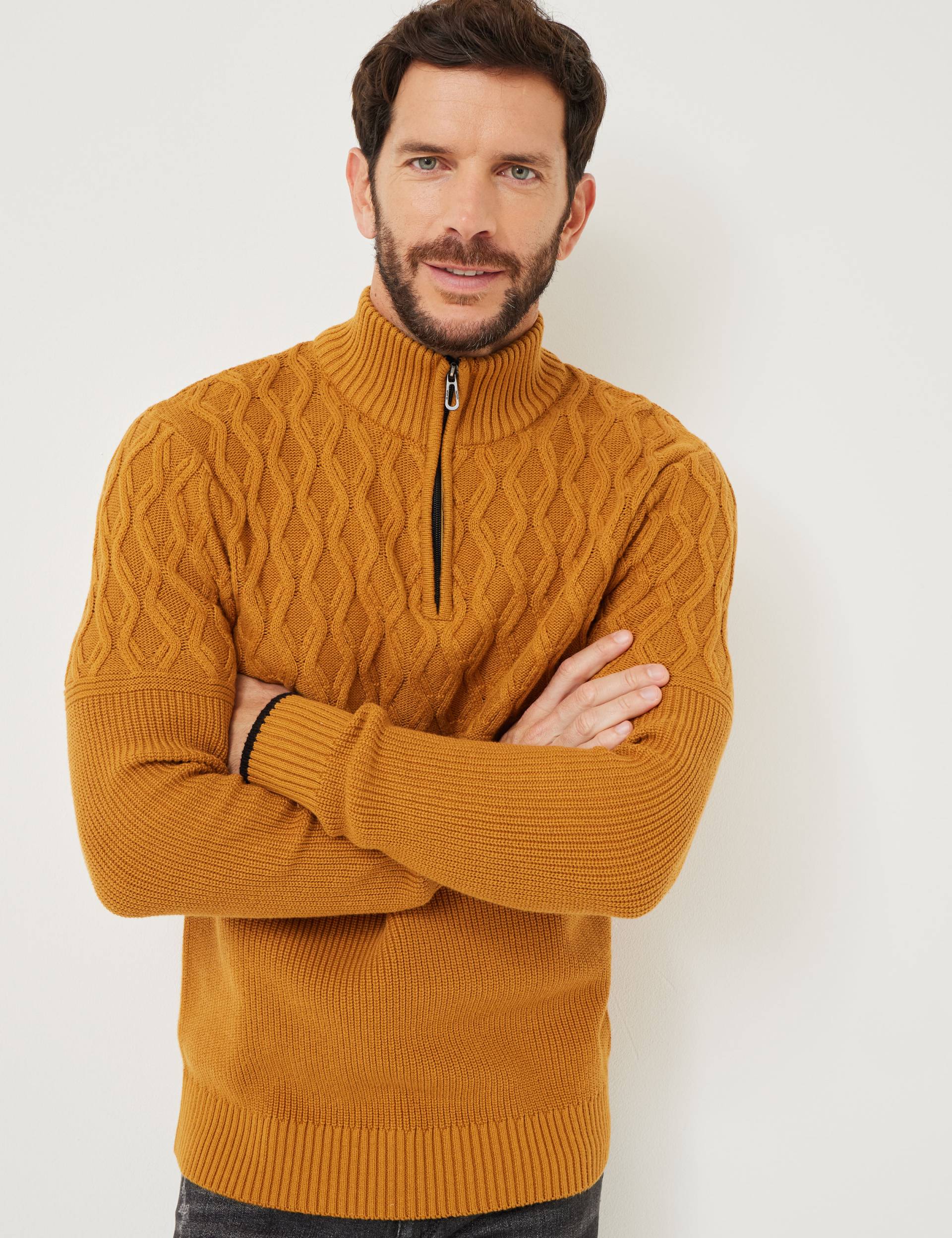 Strick-Pullover, Zip und Zopfmuster von Jeans Fritz