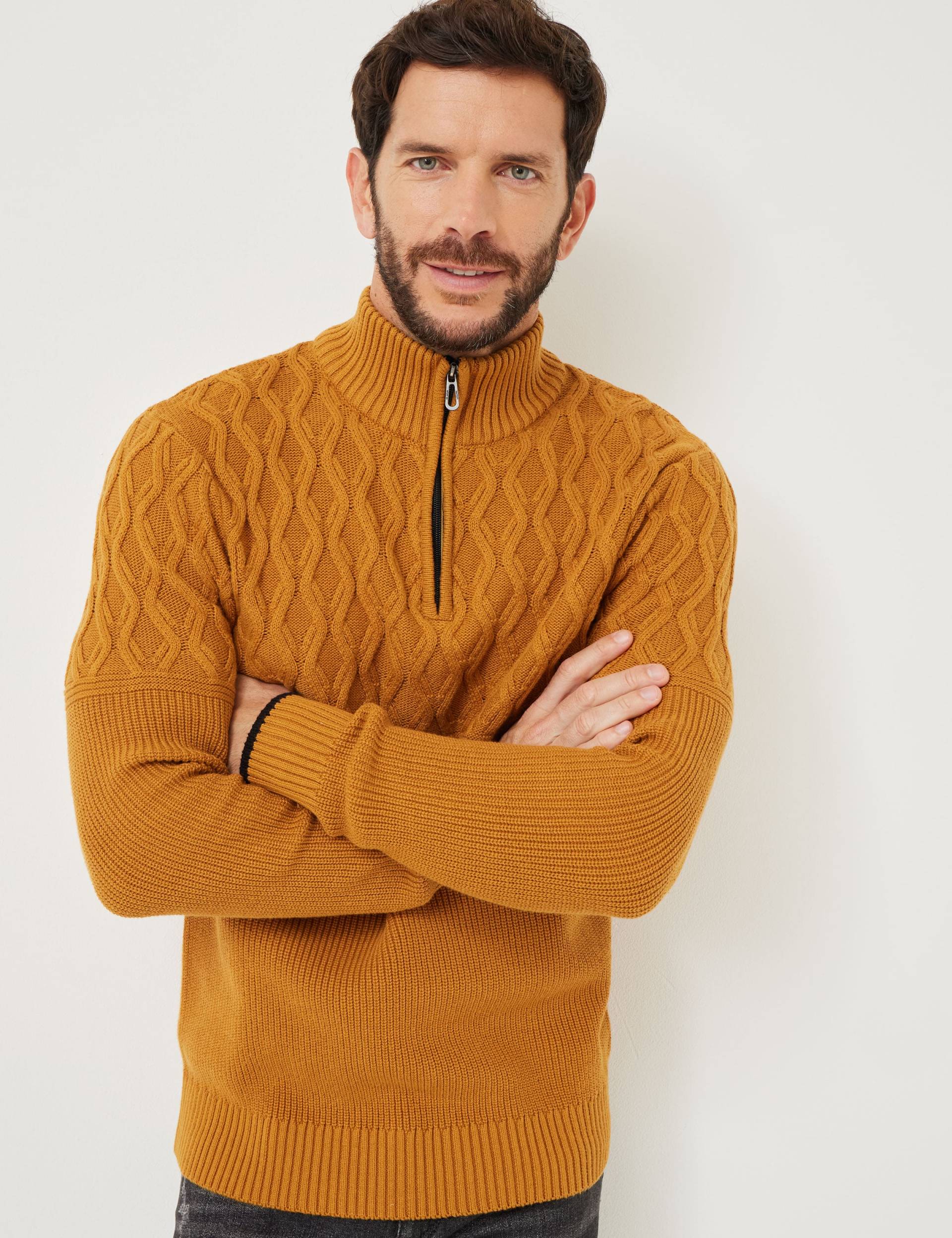 Strick-Pullover, Zip und Zopfmuster von Jeans Fritz