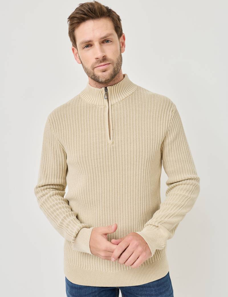 Baumwoll-Pullover mit Troyerkragen von Jeans Fritz