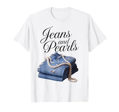 Jeans und Perlen für Damen 2025 Jeans mit Perlen Denim T-Shirt Jeans und Perlen für Damen 2025 Jeans mit Perlen Denim T-Shirt von Jeans and Pearls for Women 2025 denim pearl