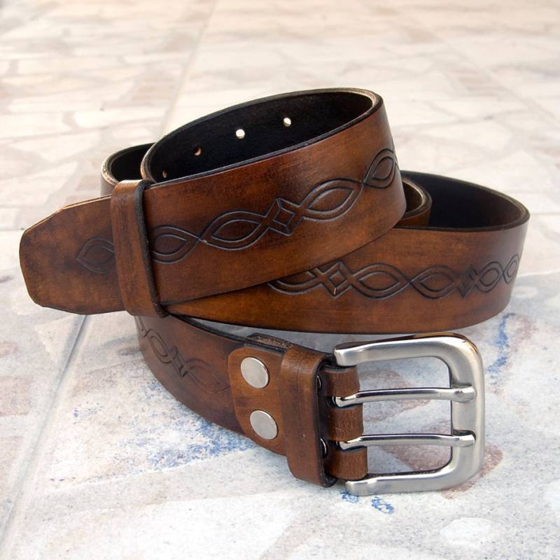 Herren Ledergürtel, Dunkelbrauner Ledergürtel Für Herren, Rustikaler Hochwertiger Pflanzlich Gegerbter Handgefertigter von JeansBelt