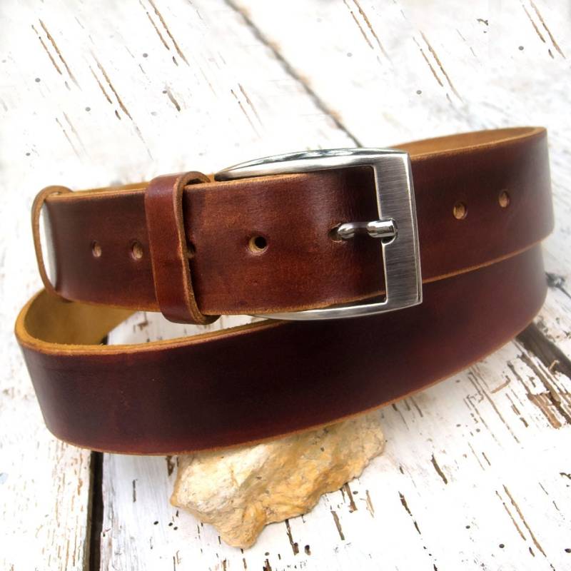 Herren Ledergürtel, Jeans Schokobrauner Distressed Ledergürtel von JeansBelt