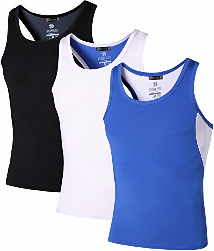 jeansian Herren Sportswear 3 Packs Sport Compression Tank Tops Vests Shirt LSL203 PackB L von jeansian