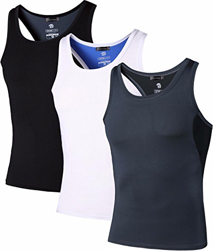 jeansian Herren Sportswear 3 Packs Sport Compression Tank Tops Vests Shirt LSL203 PackC L von jeansian