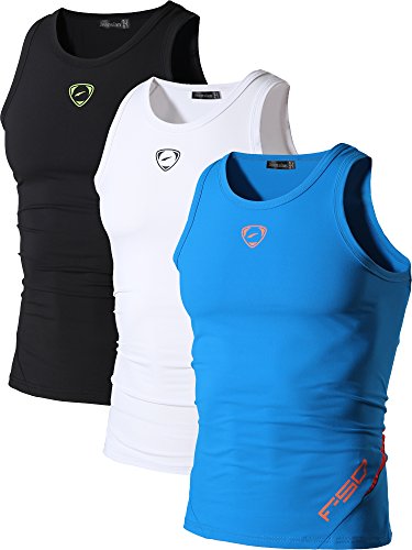 jeansian Herren Sportswear 3 Packs Sport Compression Tank Tops Vests Shirt LSL3306 PackA L von jeansian