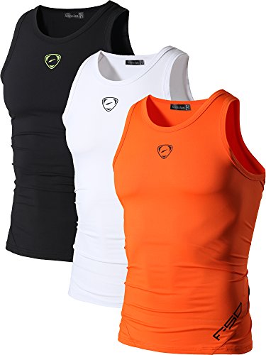 jeansian Herren Sportswear 3 Packs Sport Compression Tank Tops Vests Shirt LSL3306 PackC XXL von jeansian