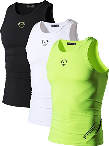 jeansian Herren Sportswear 3 Packs Sport Compression Tank Tops Vests Shirt LSL3306 PackD XXL von jeansian