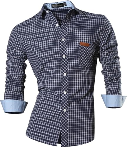 jeansian Herren Freizeit Hemden Long Sleeves Casual Shirts Tops 8615 DarkBlue M von jeansian