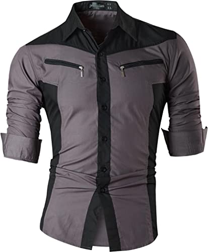 jeansian Herren Freizeit Hemden Shirt Tops Mode Langarmshirts Slim Fit Z018 Gray XL jeansian Herren Freizeit Hemden Shirt Tops Mode Langarmshirts Slim Fit Z018 Gray XL von jeansian