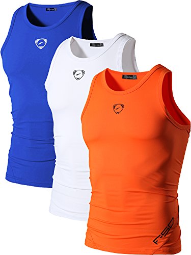 jeansian Herren Sportswear 3 Packs Sport Compression Tank Tops Vests Shirt LSL3306 PackE M von jeansian