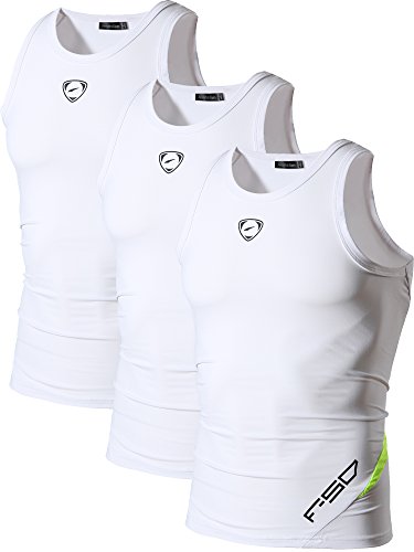 jeansian Herren Sportswear 3 Packs Sport Compression Tank Tops Vests Shirt LSL3306 PackF L von jeansian