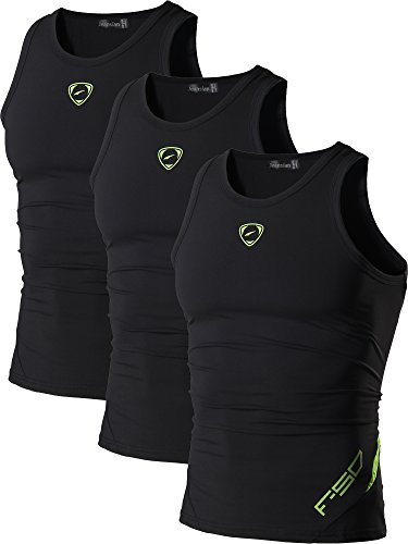 jeansian Herren Sportswear 3 Packs Sport Compression Tank Tops Vests Shirt LSL3306 PackG M von jeansian