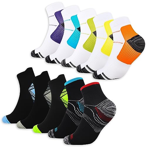 Jeasona 10 Paare Kompressionssocken Herren 43-46 Kompressionssocken Herren Kurz Sommer Sport Kompressionssocken Herren Wandern Joggen Laufen Compression Socks Men Summer Plantarfasziitis Socken Kurz von Jeasona