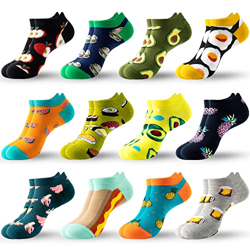 Jeasona 12 Paare Sneaker Socken Herren 43-46 Baumwolle Bunt Lustige Socken Herren 43-46 Bunte Socken Herren Sneaker Kurze Socken Herren Lässig Ausgefallene Witzig von Jeasona