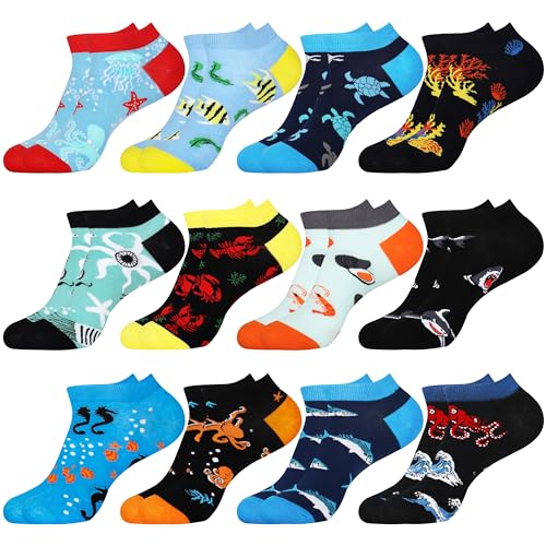 Jeasona 12 Paare Sneaker Socken Herren 43-46 Bunt Herrensocken 43-46 Baumwolle Lustige Socken Herren 43-46 Set Kurze Socken Herren 43-46 Bunt Sommer Sneakersocken Männer von Jeasona