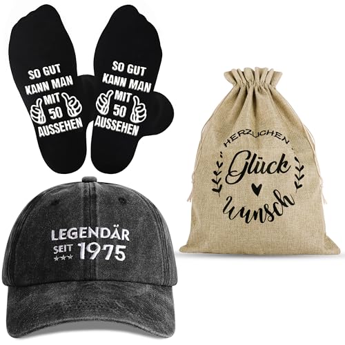 Jeasona 1975 Geburtstag Mann Geschenkset Geschenke zum 50 Witzig 50. Geburtstag Mann Geschenkideen Lustig Geburtstagsgeschenk für Männer 50 Jahre 1975 Jahrgang 50er von Jeasona