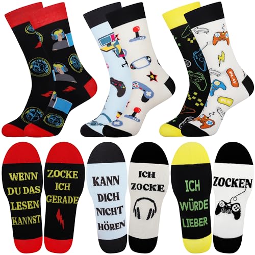 Jeasona Bunte Socken Herren 43-46 Lustige Socken Herren 43-46 Witzige Business Baumwolle Anzugsocken für Männer (Mehrfarbig-gamer) von Jeasona