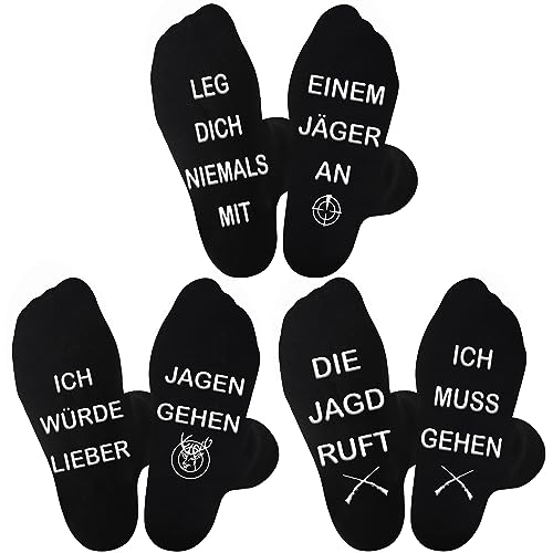 Jeasona 3 Paare Jäger Socken Herren 43-46 mit Noppen Jäger Geschenke für Männer Witzig Geschenke für Jäger Männer Geburtstag Geschenk für Jäger Herren Geschenk Jäger Geburtstag Jäger Zubehör von Jeasona