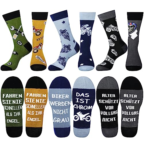 Jeasona 3 Paare Socken Herren 43-46 mit Spruch Baumwolle Wadenlang (Mehrfarbig-8903) von Jeasona