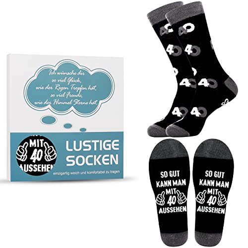 Jeasona 40. Geburtstag Socken Herren 43-46 40 Geburtstag Männer Geschenkideen 40 Geburtstag Männer Geschenk Lustig Deko 40 Geburtstag Mann 40. Geburtstag Männer 40. Geburtstag Mann Socken Baumwolle von Jeasona