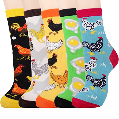 Jeasona 5 Paar Baumwollsocken für Damen, Größe 37-40, Überknöchellang, Tiermotive, niedliche Muster, Mehrfarbiges Huhn, 4-7 Jeasona 5 Paar Baumwollsocken für Damen, Größe 37-40, Überknöchellang, Tiermotive, niedliche Muster, Mehrfarbiges Huhn, 4-7 von Jeasona