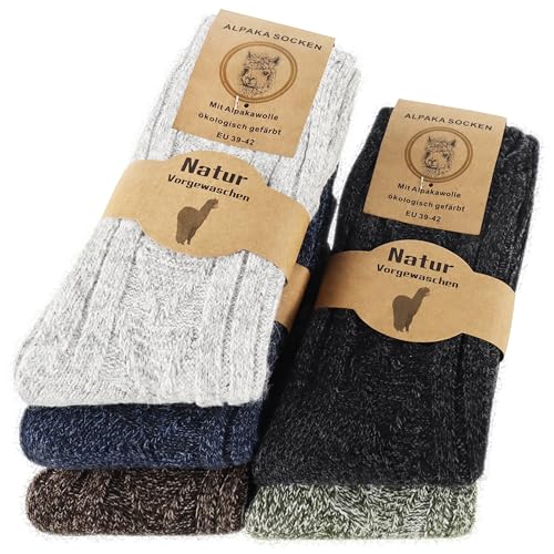 Jeasona 5 Paare Alpaka Socken Damen 39-42 Wollsocken Damen 39-42 Alpaka Socken Lang Winter Frauen Warm Winter Wärme Stricksocken von Jeasona