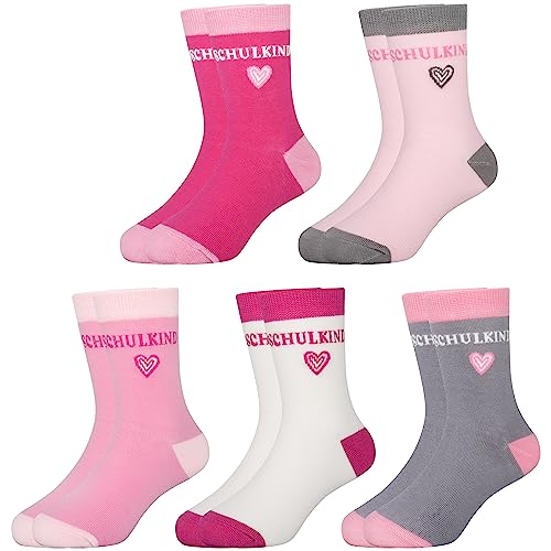Jeasona 5 Paare Schulkind 2025 Socken Mädchen 31-34 Geschenk Einschulung Mädchen Schulanfang Einschulung Geschenk Einschulung Geschenkideen 6 Jahre Schultüte Füllung von Jeasona